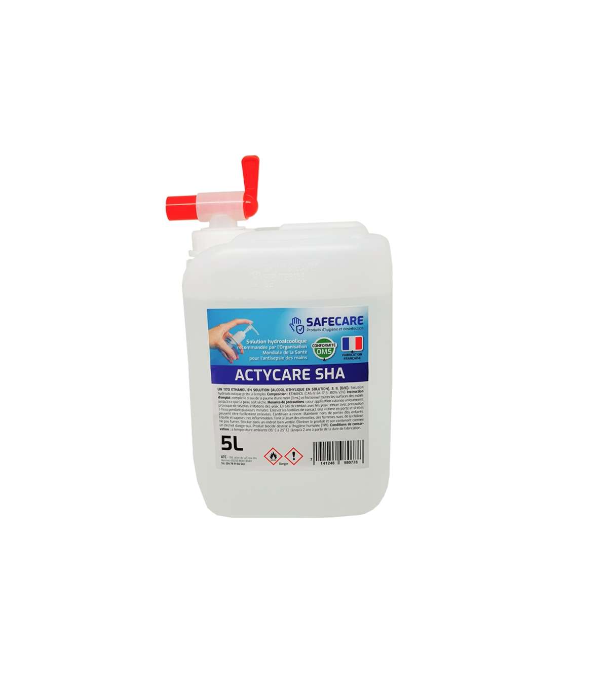 Gel hydroalcoolique parfumé 5L en bidon - Safecare