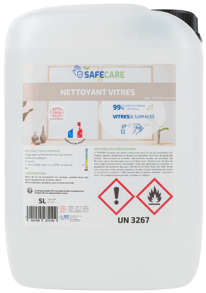 Nettoyant vitres Ecocert en bidon de 5L - Sanitaires ou Automobile