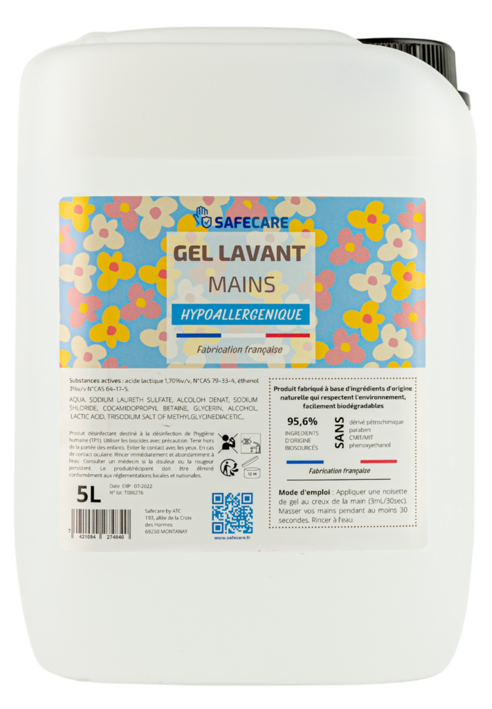Gel lavant pour les mains hypoallergénique en bidon de 5L