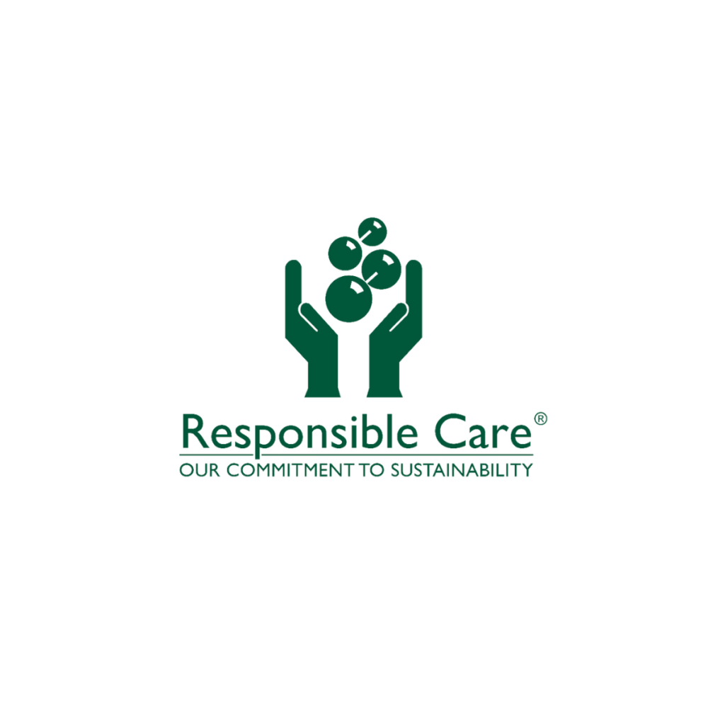 Logo responsible care vert avec des mains - Engagement RSE