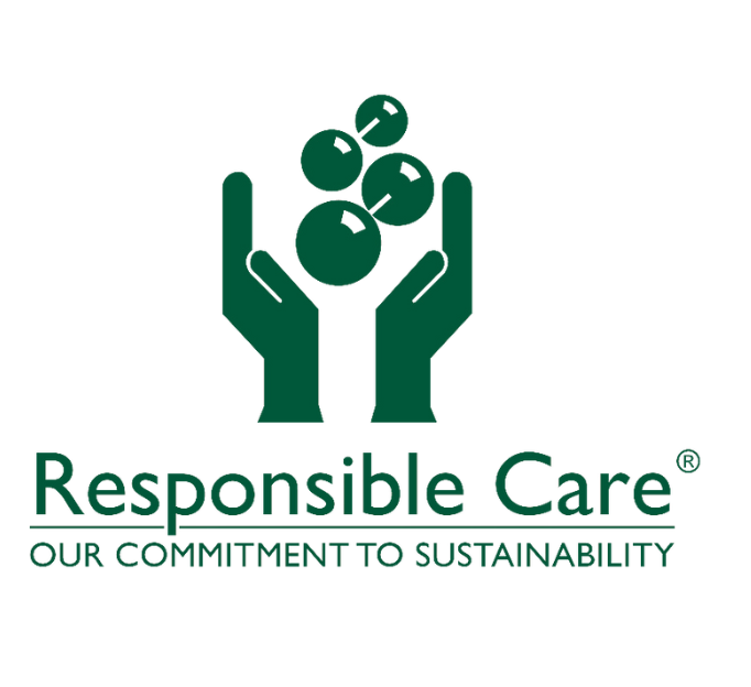 Logo responsible care vert avec des mains - Engagement RSE
