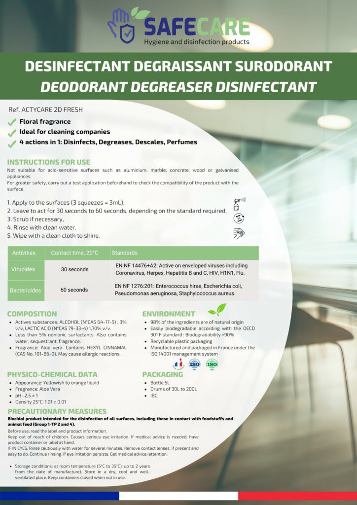 Fiche technique désinfectant dégraissant surodorant (en)