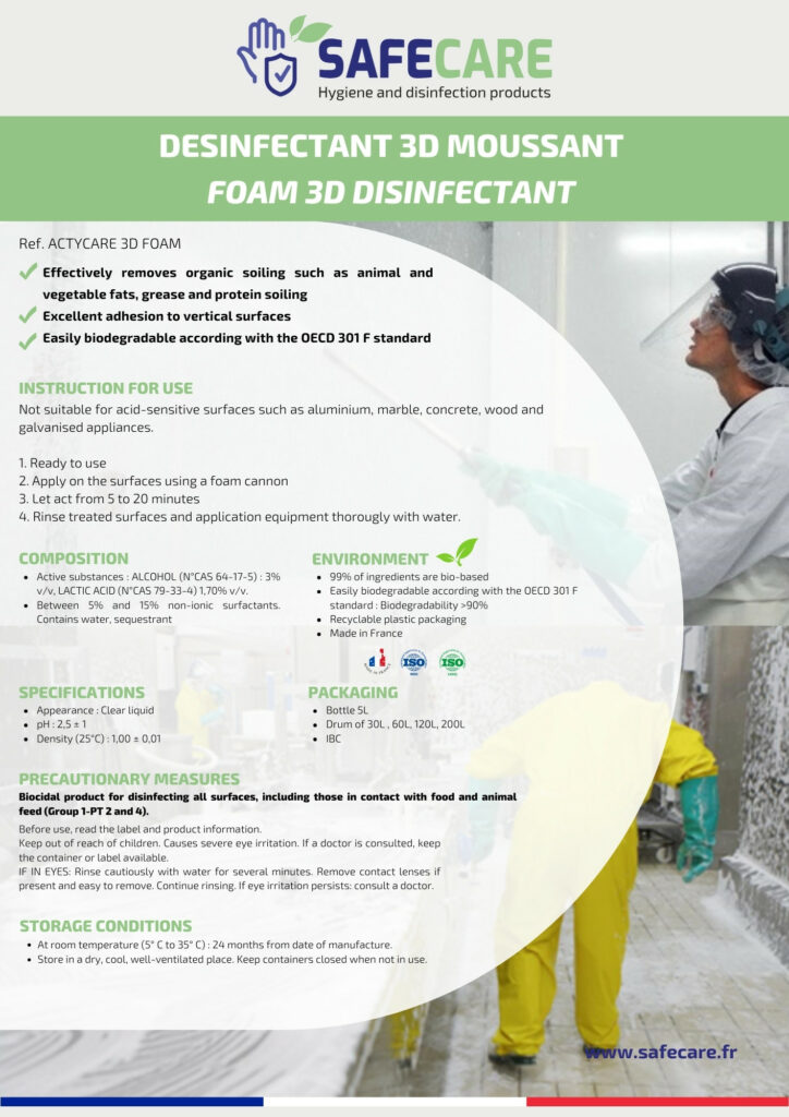 Fiche technique désinfectant 3D moussant (en)