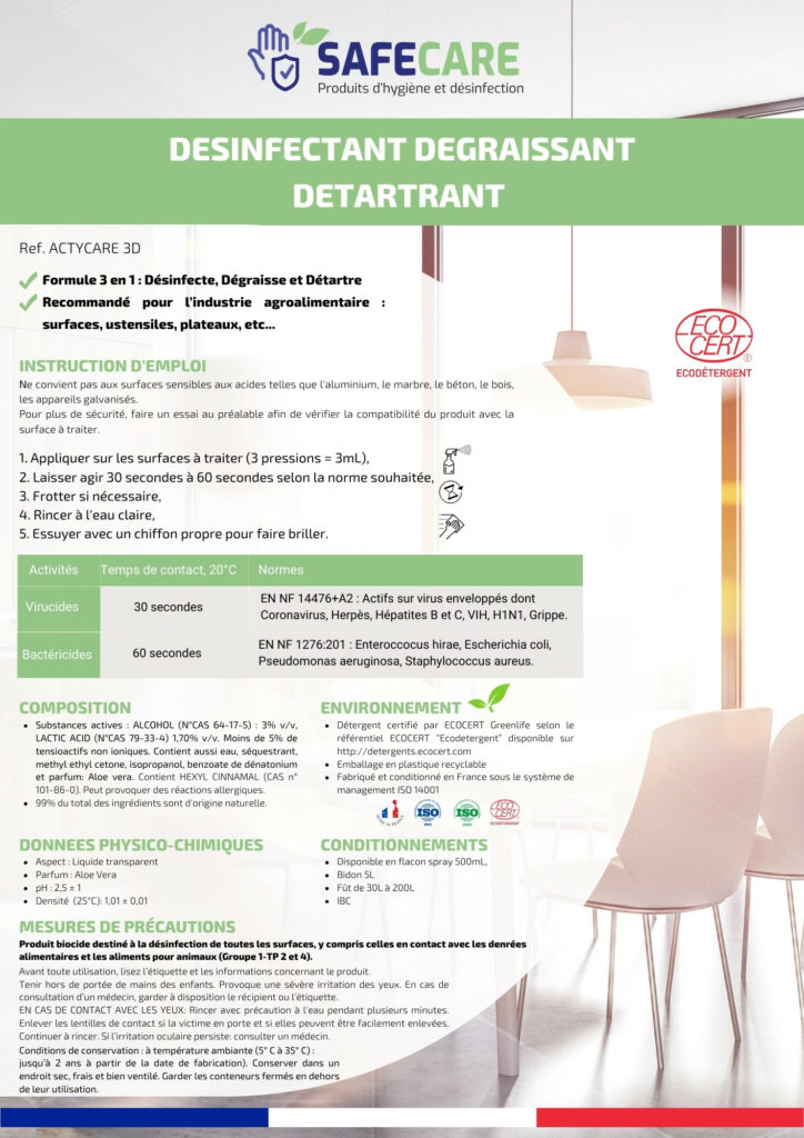 Fiche technique désinfectant dégraissant détartrant (fr)