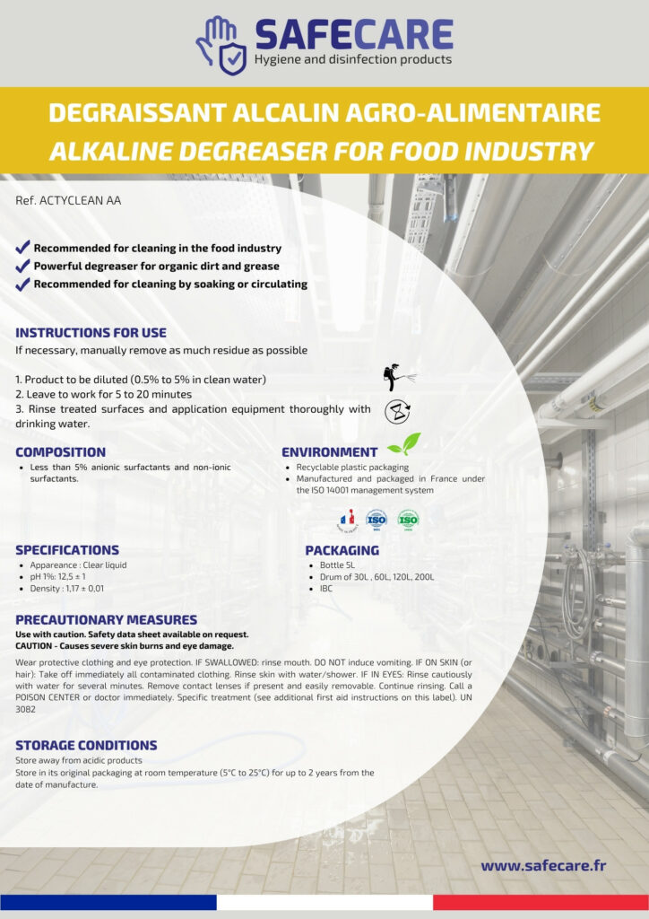 Fiche technique dégraissant alcalin agro-alimentaire (en)
