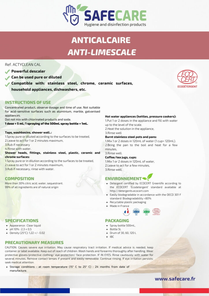 Fiche technique anticalcaire (en)