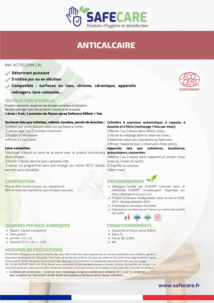 Fiche technique anticalcaire (fr)