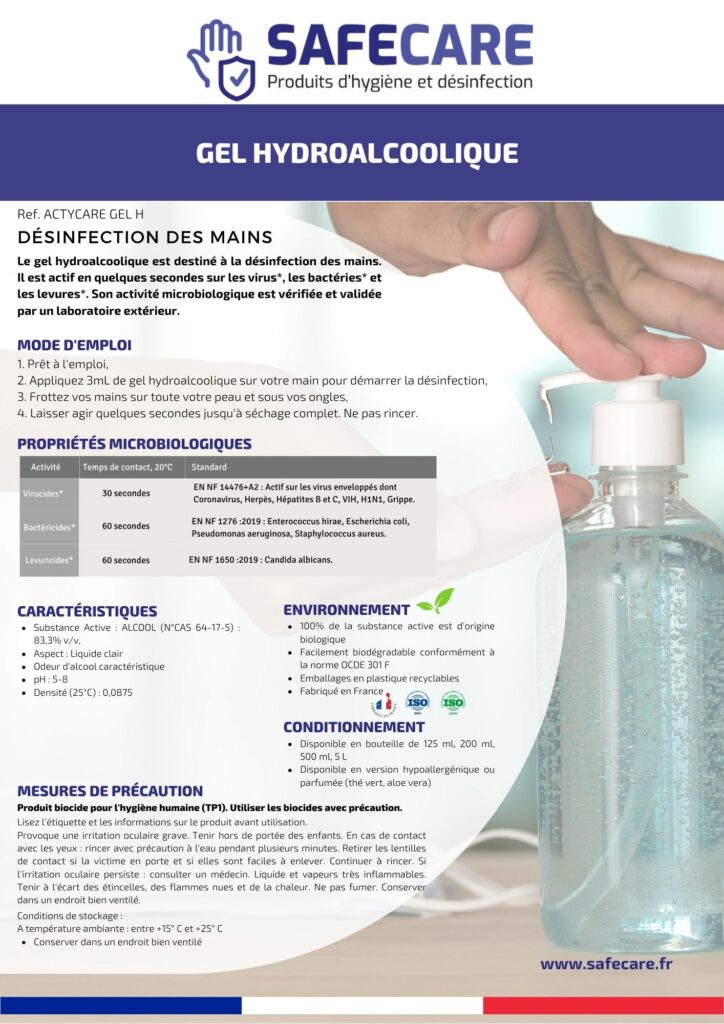Fiche technique Gel hydroalcoolique (fr)
