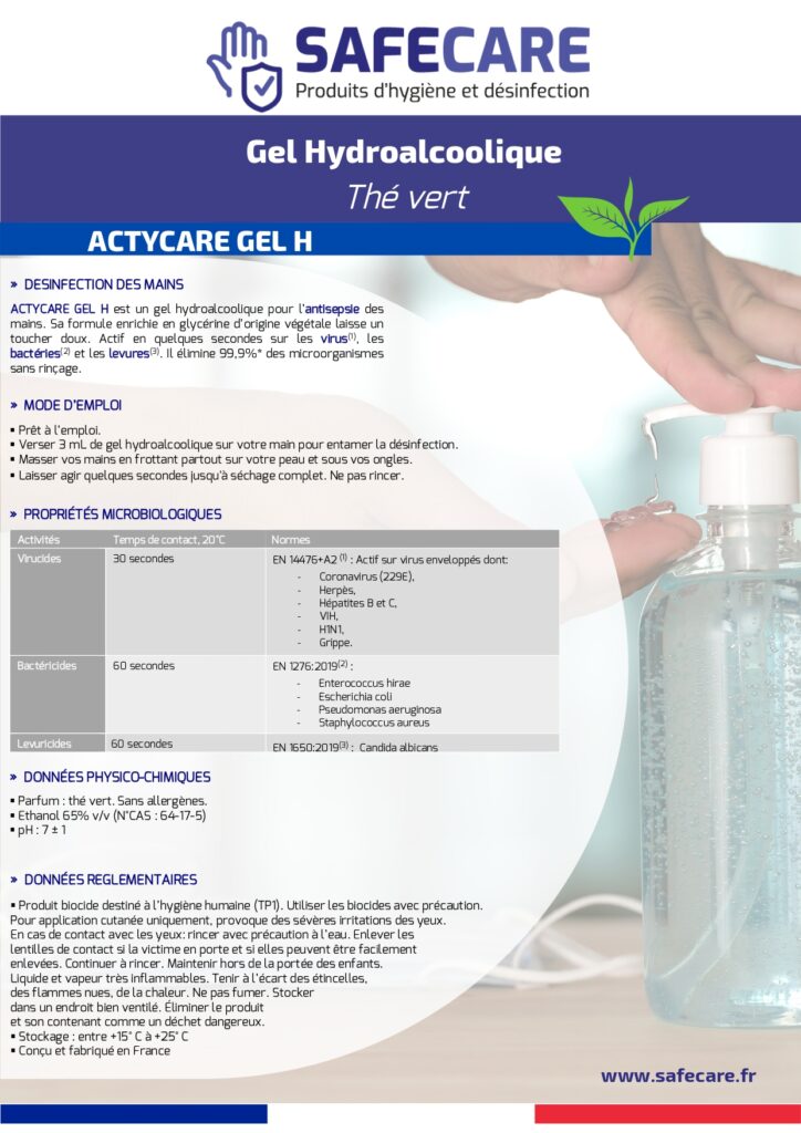Fiche technique Gel hydroalcoolique thé vert (fr)