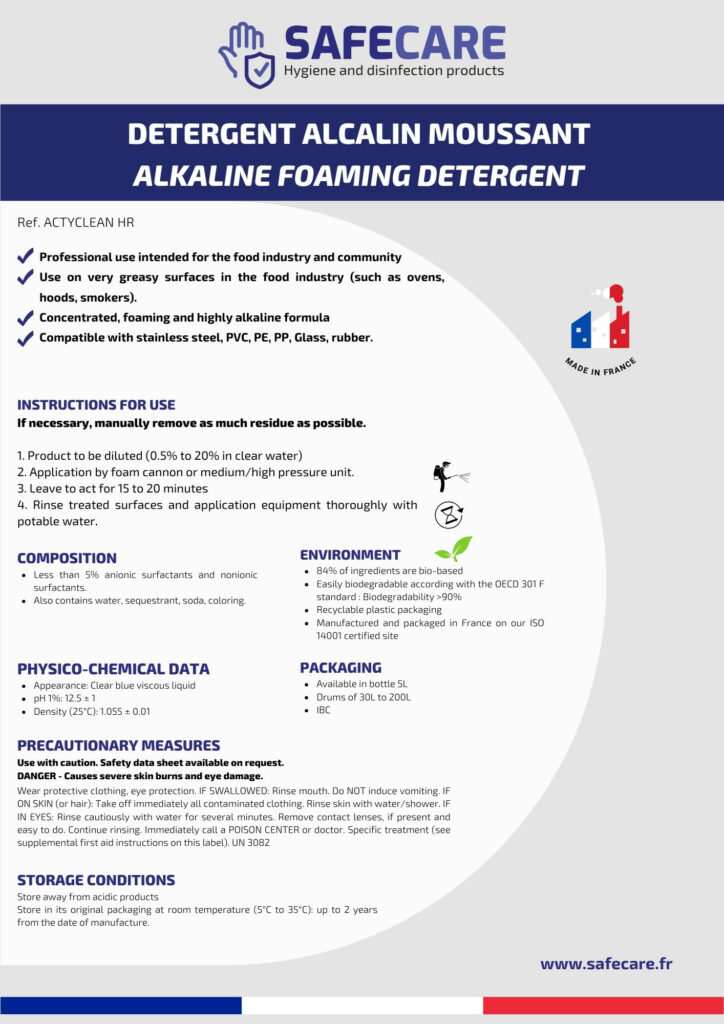 Fiche technique détergent alcalin moussant (en)