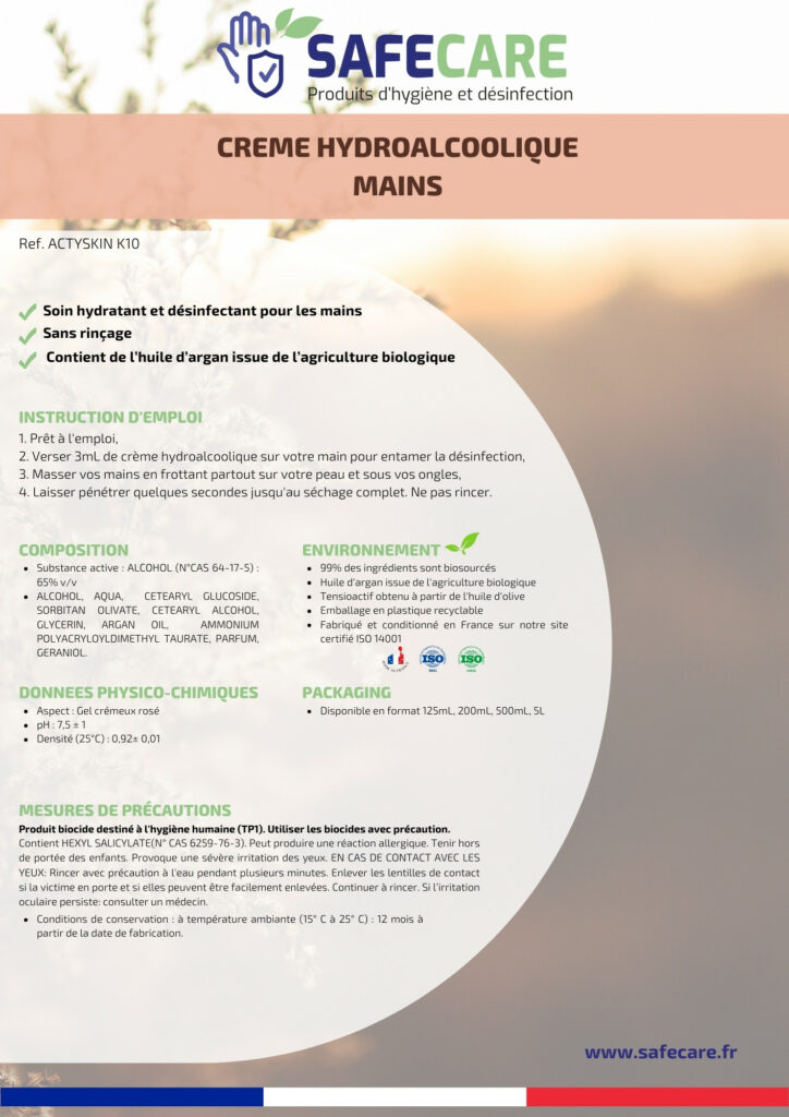 Fiche technique crème hydroalcoolique mains (fr)