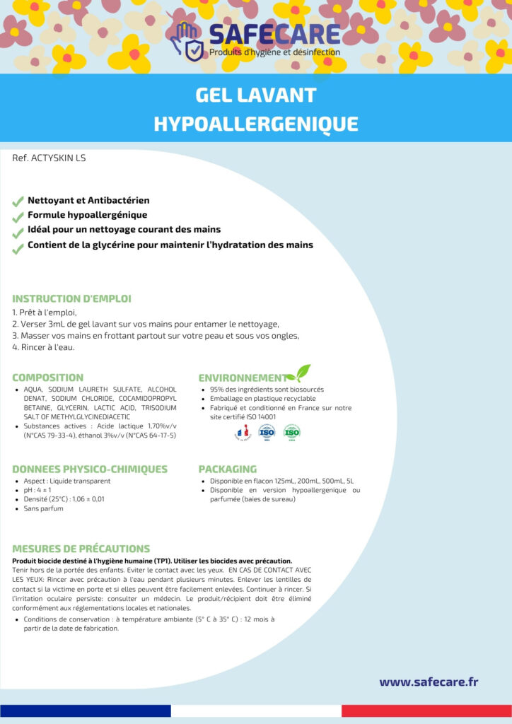 Fiche technique gel lavant hypoallergénique (fr)