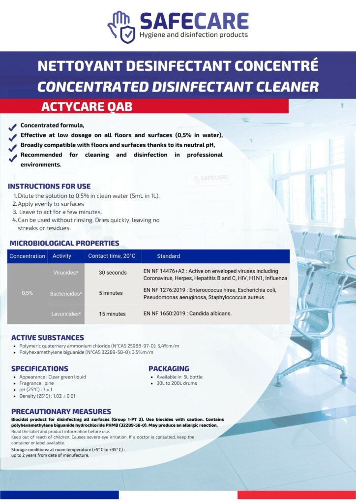 Fiche technique nettoyant désinfectant concentré (en)