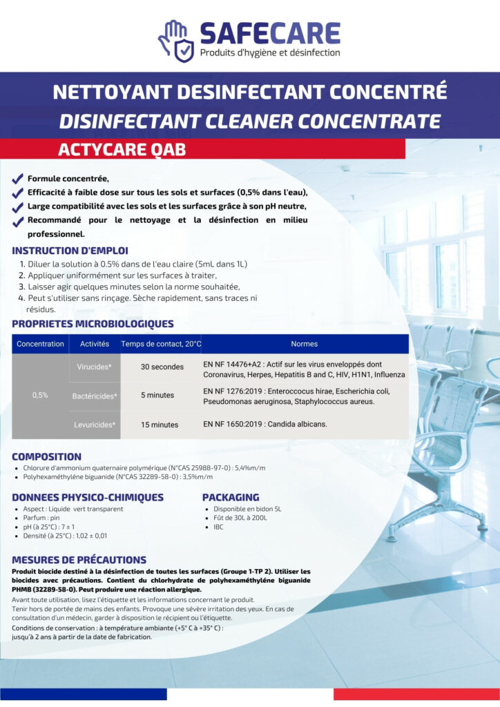 Fiche technique nettoyant désinfectant concentré (fr)