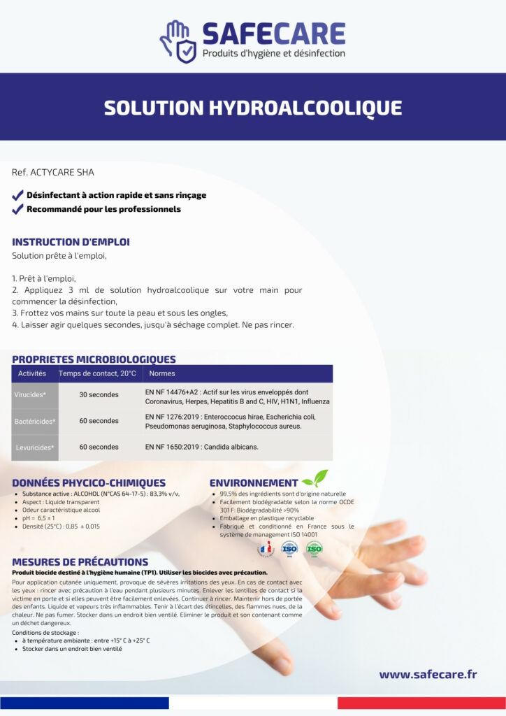 Fiche technique solution hydroalcoolique (fr)