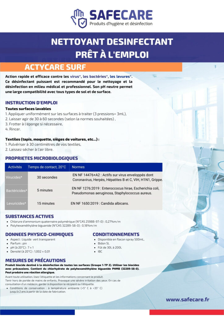 Fiche technique nettoyant désinfectant prêt à l'emploi (fr)