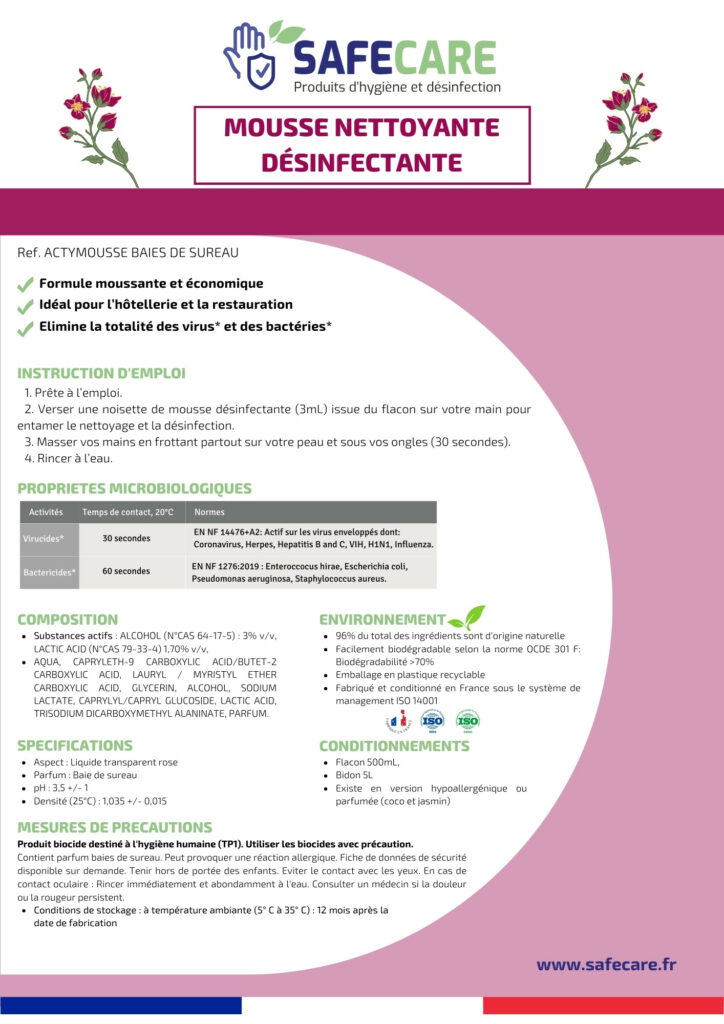 Fiche technique mousse nettoyante désinfectante baies de sureau (fr)