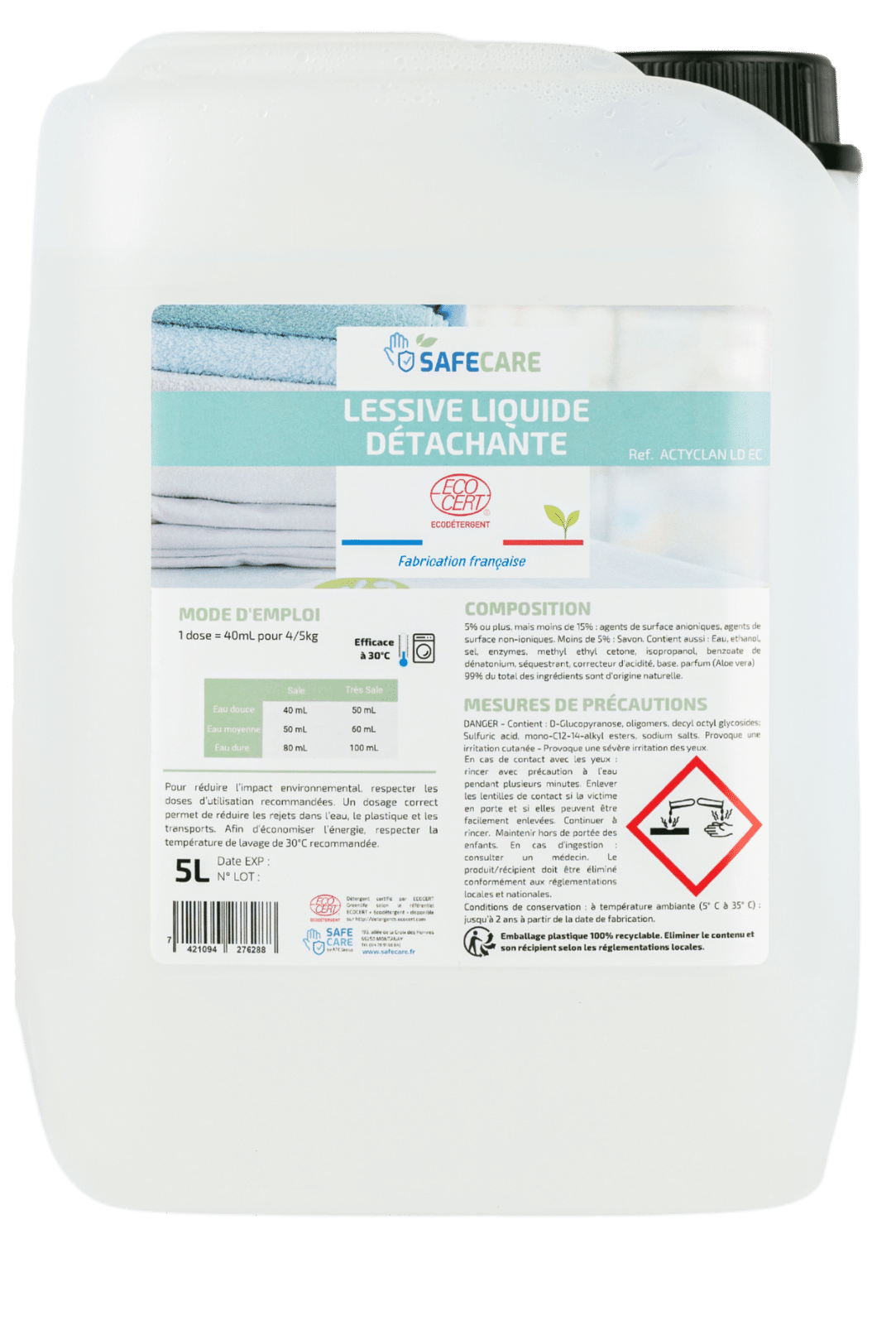 Lessive détachante ecocert en bidon de 5L