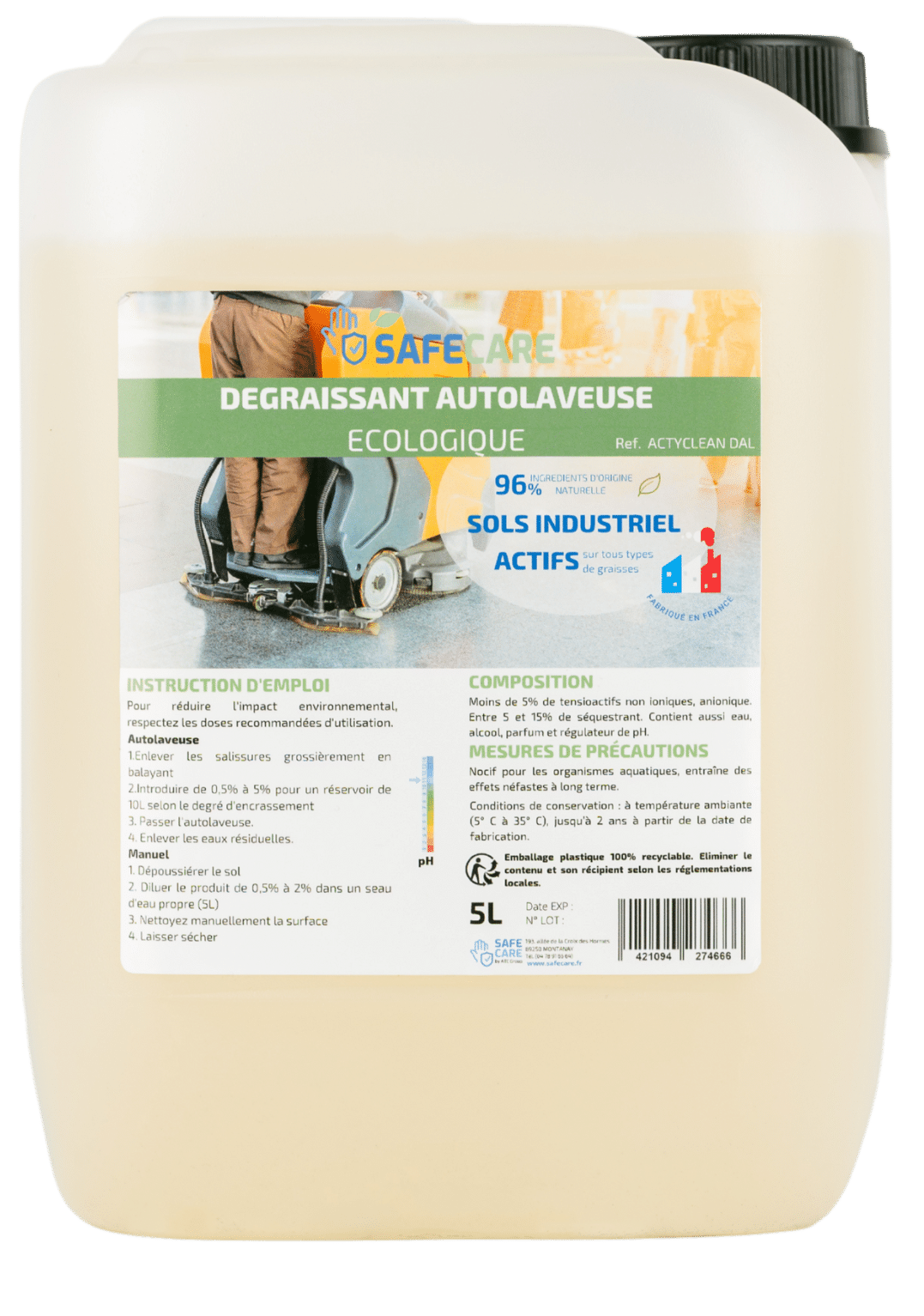 Dégraissant autolaveuse écologique en bidon de 5L