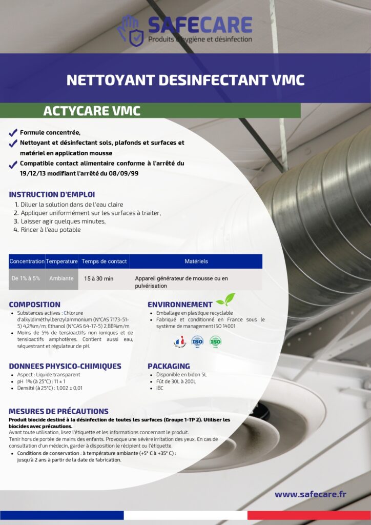 Fiche technique Nettoyant désinfectant VMC (fr)