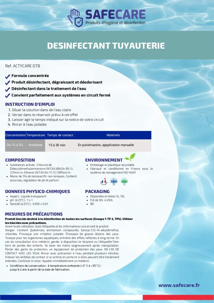 Fiche technique désinfectant tuyauterie (fr)