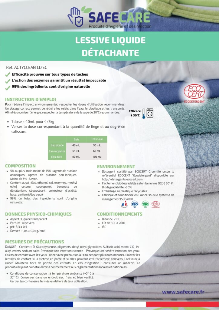 Fiche technique Lessive détachante ecocert (fr)
