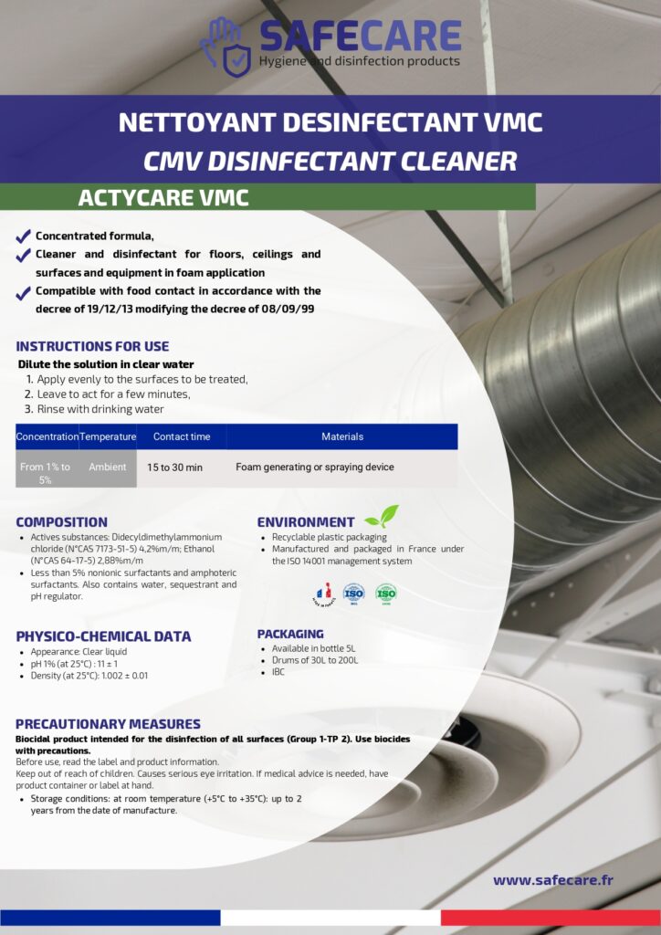 Fiche technique Nettoyant désinfectant VMC (en)
