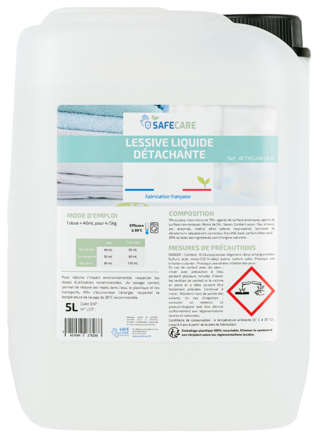 Lessive liquide détachante en bidon de 5L