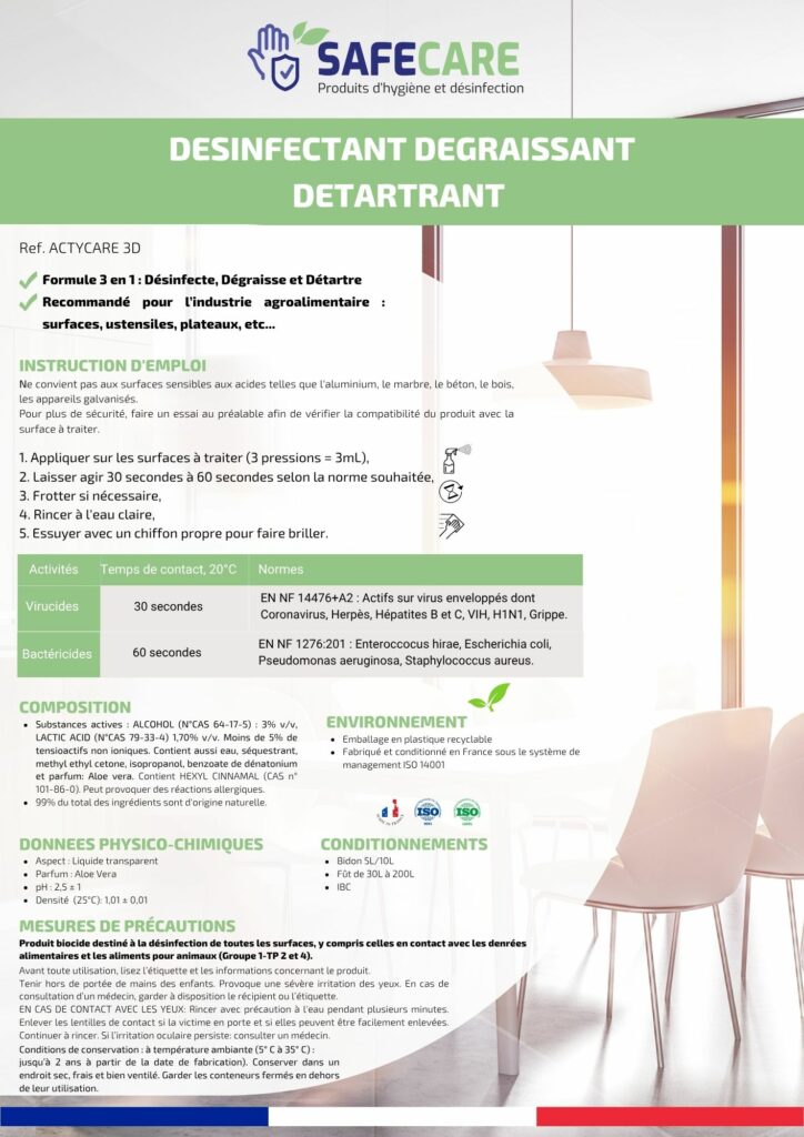 Fiche technique désinfectant dégraissant détartrant (fr)