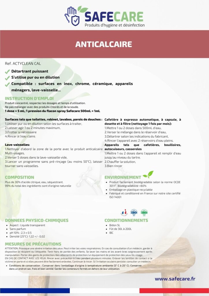 Fiche technique anticalcaire (fr)