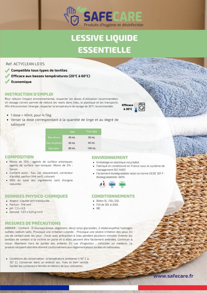 Fiche technique lessive liquide essentielle (fr)