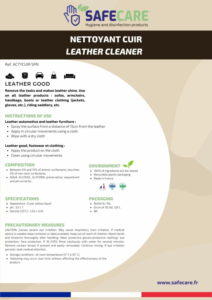 Fiche technique nettoyant cuir (en)