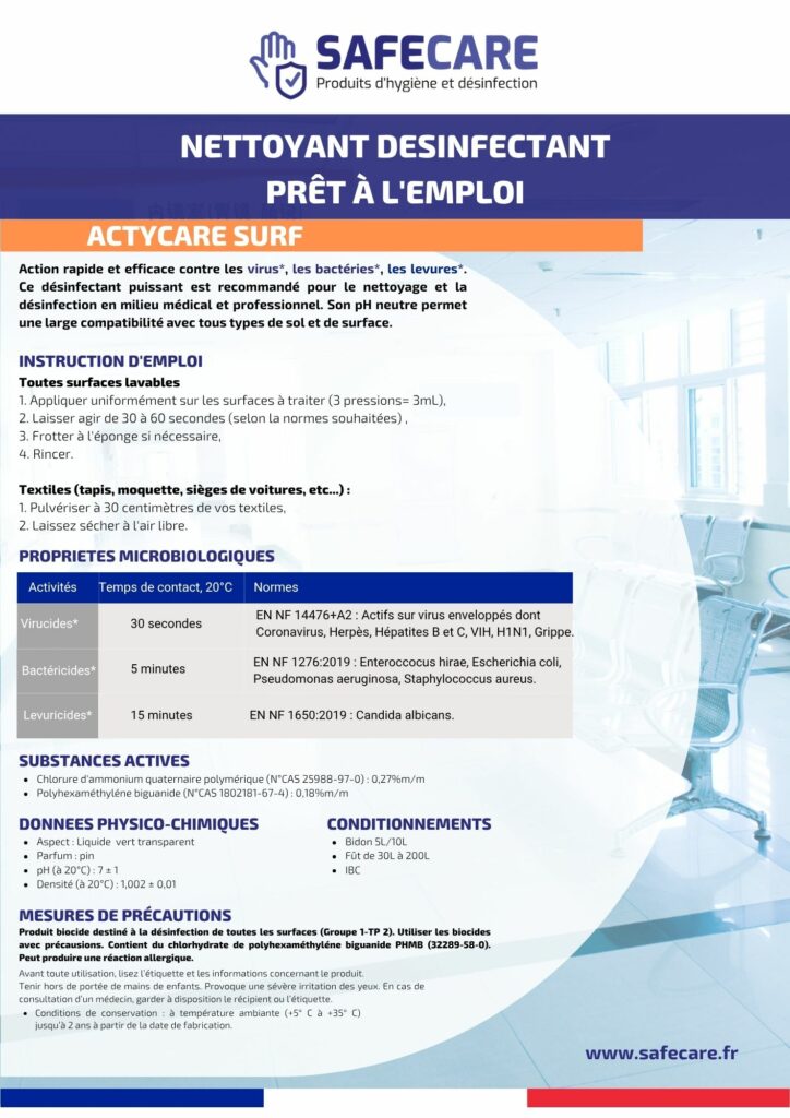 Fiche technique nettoyant désinfectant prêt à l'emploi (fr)
