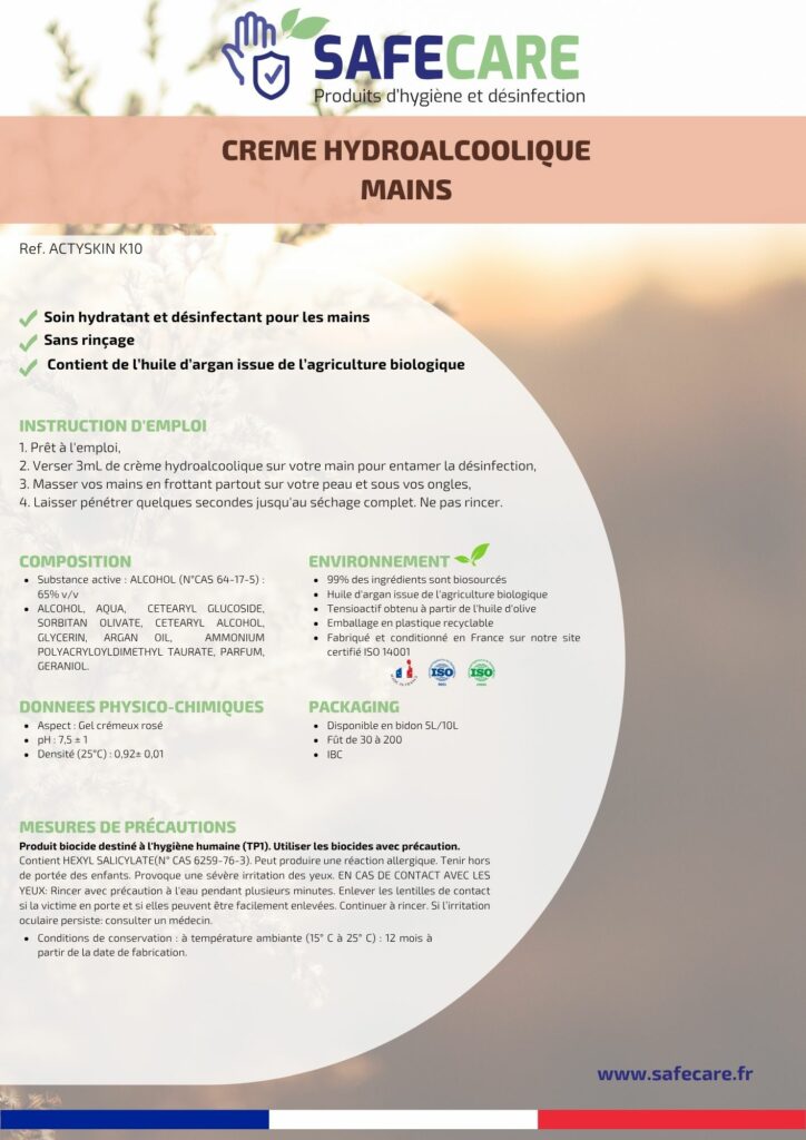 Fiche technique crème hydroalcoolique mains (fr)