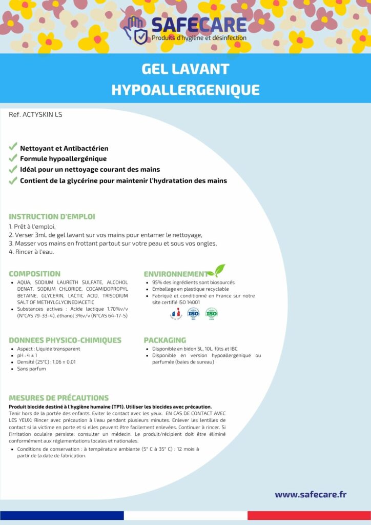 Fiche technique gel lavant hypoallergénique (fr)